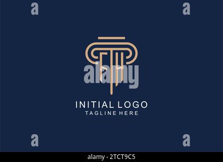 FH initial pillar logo, elegant and luxury law firm logo design ideas Stock Vector