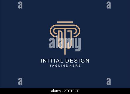 DJ initial pillar logo, elegant and luxury law firm logo design ideas Stock Vector