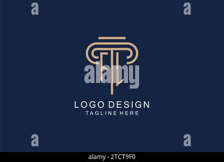 FL initial pillar logo, elegant and luxury law firm logo design ideas Stock Vector
