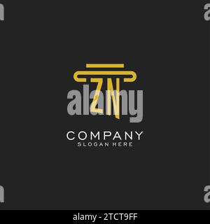 ZN initial logo with simple pillar style design vector graphic Stock Vector