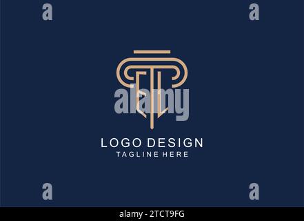 EL initial pillar logo, elegant and luxury law firm logo design ideas Stock Vector
