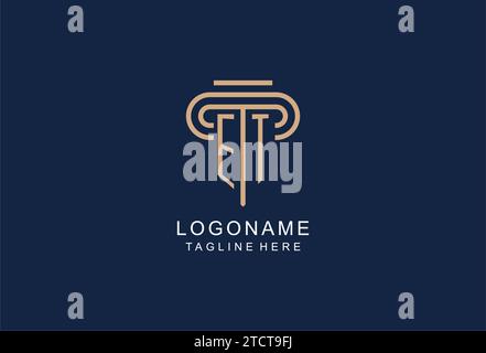 ET initial pillar logo, elegant and luxury law firm logo design ideas Stock Vector