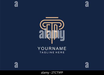 ER initial pillar logo, elegant and luxury law firm logo design ideas Stock Vector