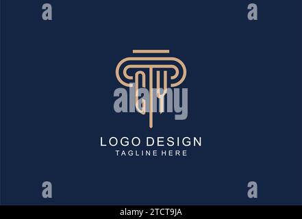 CY initial pillar logo, elegant and luxury law firm logo design ideas Stock Vector