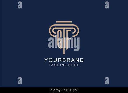 GF initial pillar logo, elegant and luxury law firm logo design ideas Stock Vector