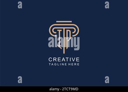 IP initial pillar logo, elegant and luxury law firm logo design ideas Stock Vector