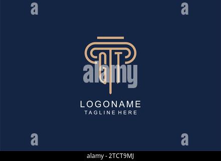 GT initial pillar logo, elegant and luxury law firm logo design ideas Stock Vector