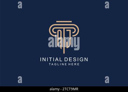 AJ initial pillar logo, elegant and luxury law firm logo design ideas Stock Vector