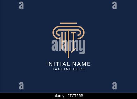 HI initial pillar logo, elegant and luxury law firm logo design ideas Stock Vector