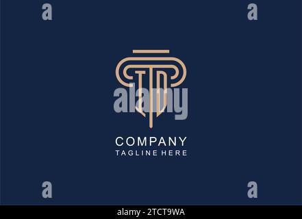 ID initial pillar logo, elegant and luxury law firm logo design ideas Stock Vector