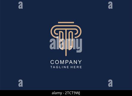 BQ initial pillar logo, elegant and luxury law firm logo design ideas Stock Vector