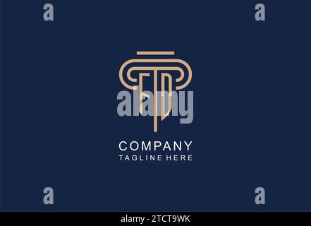 FD initial pillar logo, elegant and luxury law firm logo design ideas Stock Vector