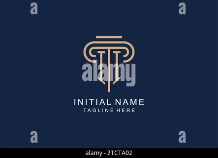 II initial pillar logo, elegant and luxury law firm logo design ideas Stock Vector