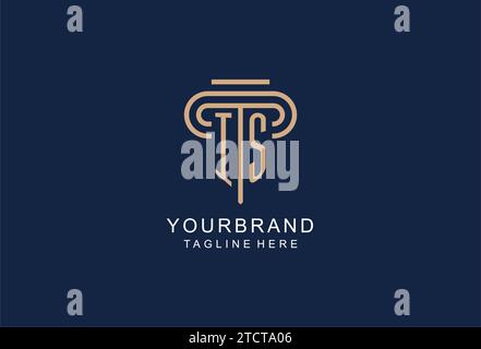 IS initial pillar logo, elegant and luxury law firm logo design ideas Stock Vector