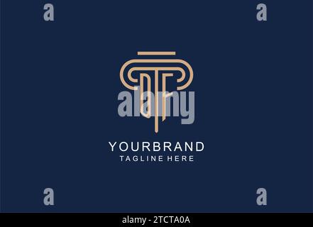 DF initial pillar logo, elegant and luxury law firm logo design ideas Stock Vector