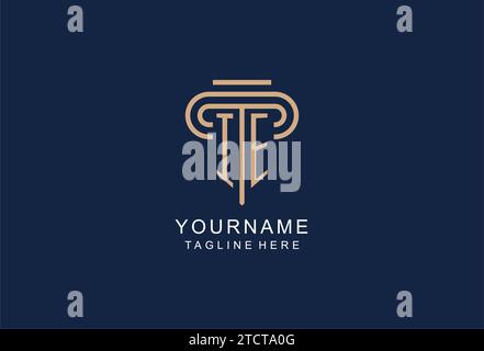 IE initial pillar logo, elegant and luxury law firm logo design ideas Stock Vector