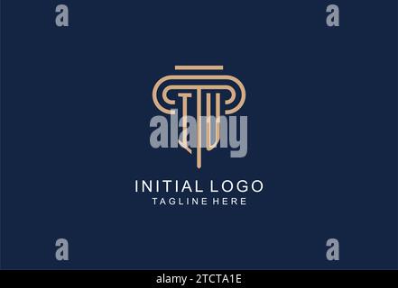 IU initial pillar logo, elegant and luxury law firm logo design ideas Stock Vector
