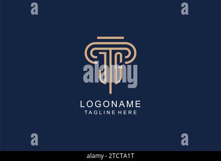 JG initial pillar logo, elegant and luxury law firm logo design ideas Stock Vector