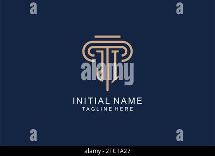 JI initial pillar logo, elegant and luxury law firm logo design ideas Stock Vector