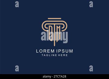 DM initial pillar logo, elegant and luxury law firm logo design ideas Stock Vector