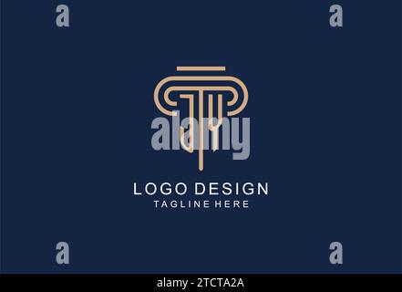 JY initial pillar logo, elegant and luxury law firm logo design ideas Stock Vector
