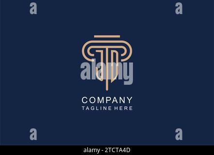 JD initial pillar logo, elegant and luxury law firm logo design ideas Stock Vector