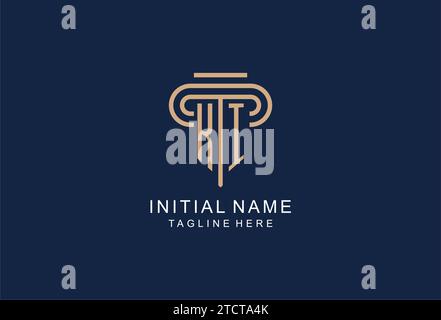 KI initial pillar logo, elegant and luxury law firm logo design ideas Stock Vector