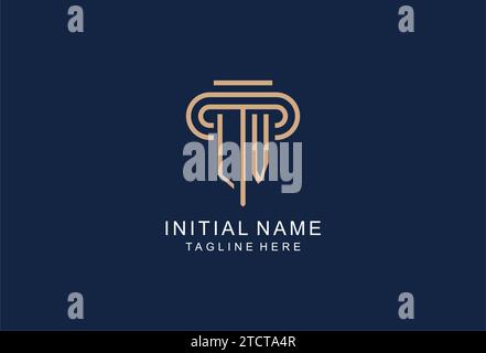 LV initial pillar logo, elegant and luxury law firm logo design ideas Stock Vector