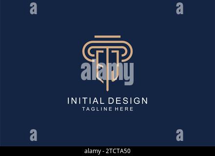 EJ initial pillar logo, elegant and luxury law firm logo design ideas Stock Vector