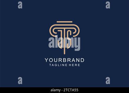 JS initial pillar logo, elegant and luxury law firm logo design ideas Stock Vector