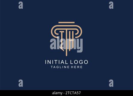 IH initial pillar logo, elegant and luxury law firm logo design ideas Stock Vector