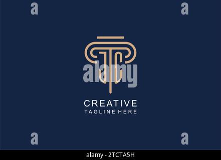 JC initial pillar logo, elegant and luxury law firm logo design ideas Stock Vector