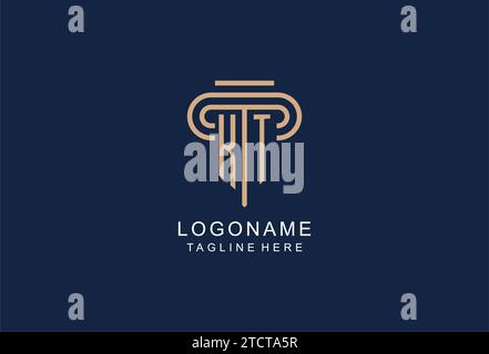 KT initial pillar logo, elegant and luxury law firm logo design ideas Stock Vector