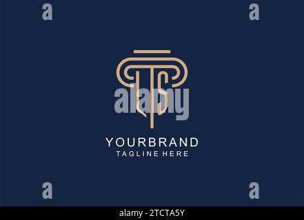LS initial pillar logo, elegant and luxury law firm logo design ideas Stock Vector