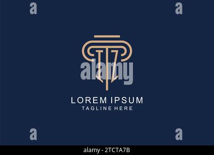 IZ initial pillar logo, elegant and luxury law firm logo design ideas Stock Vector