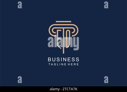 EO initial pillar logo, elegant and luxury law firm logo design ideas Stock Vector