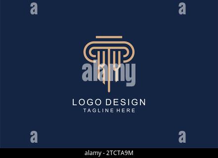 KY initial pillar logo, elegant and luxury law firm logo design ideas Stock Vector