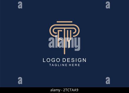 FY initial pillar logo, elegant and luxury law firm logo design ideas Stock Vector