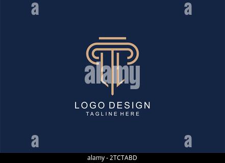 LL initial pillar logo, elegant and luxury law firm logo design ideas Stock Vector