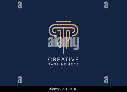 JP initial pillar logo, elegant and luxury law firm logo design ideas Stock Vector
