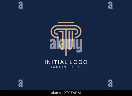 JU initial pillar logo, elegant and luxury law firm logo design ideas Stock Vector