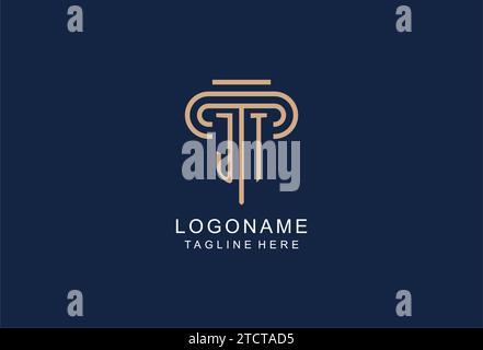 JT initial pillar logo, elegant and luxury law firm logo design ideas Stock Vector