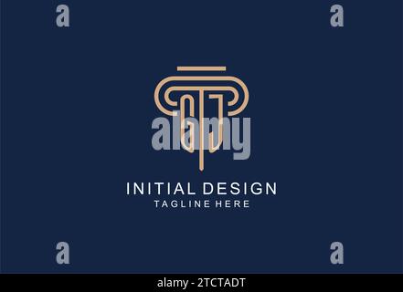 GJ initial pillar logo, elegant and luxury law firm logo design ideas Stock Vector