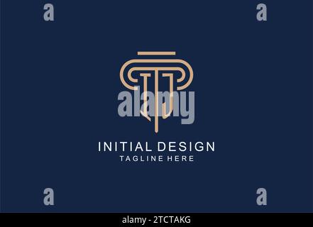 IJ initial pillar logo, elegant and luxury law firm logo design ideas Stock Vector