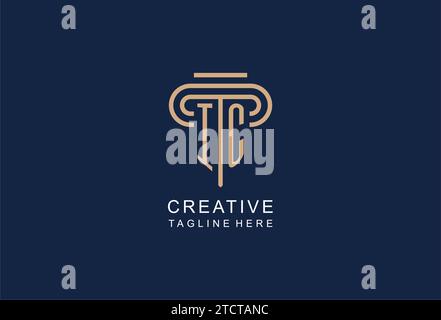 IC initial pillar logo, elegant and luxury law firm logo design ideas Stock Vector