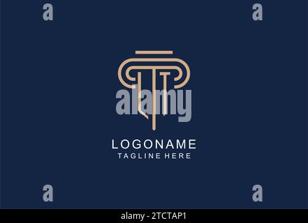 LT initial pillar logo, elegant and luxury law firm logo design ideas Stock Vector