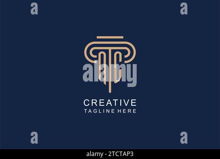 NC initial pillar logo, elegant and luxury law firm logo design ideas Stock Vector
