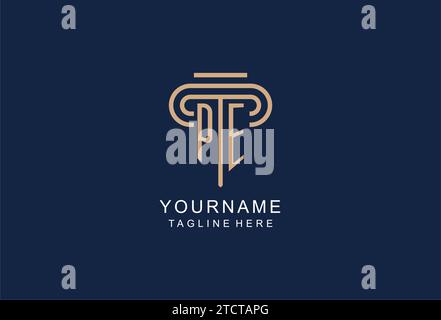 PE initial pillar logo, elegant and luxury law firm logo design ideas Stock Vector