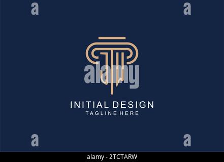 JW initial pillar logo, elegant and luxury law firm logo design ideas Stock Vector