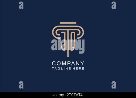 JQ initial pillar logo, elegant and luxury law firm logo design ideas Stock Vector